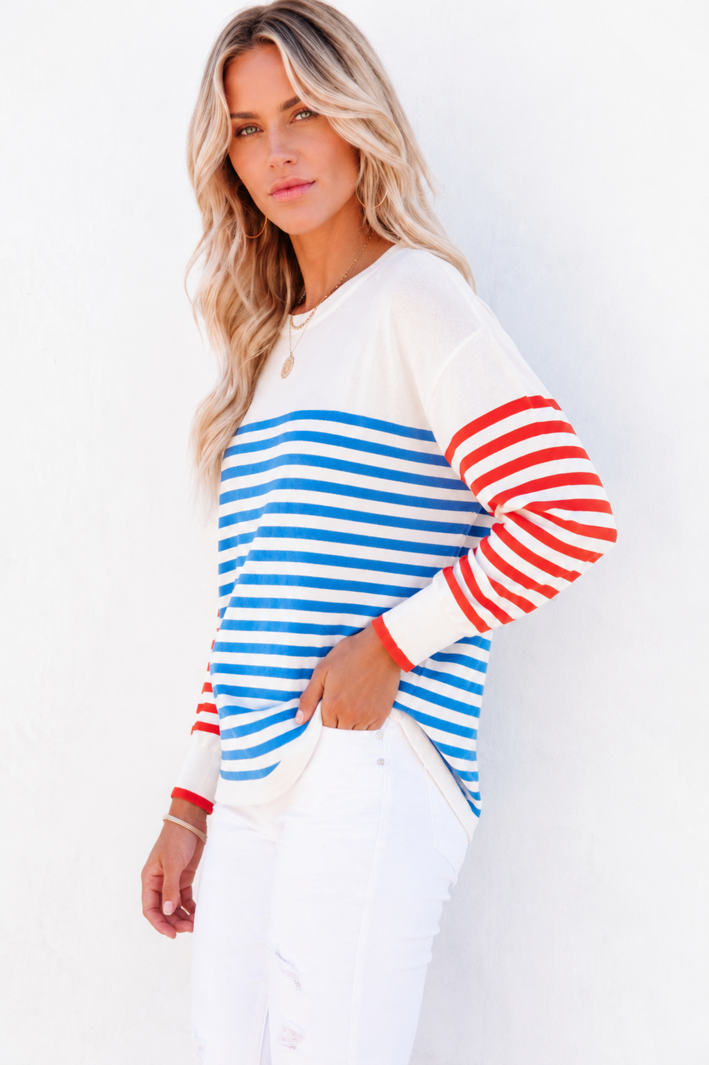 Sophie Knit - Blue &amp; Red Stripe