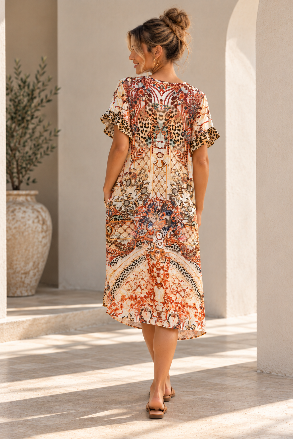 St Vincent Dress - Beige Leopard