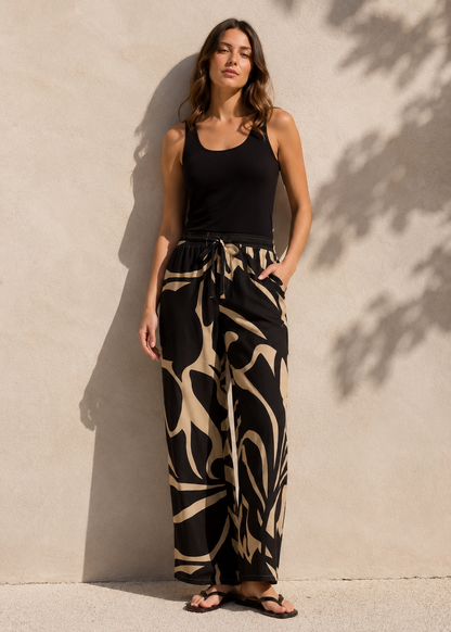Sutton Relax Pants - Monochrome Floral