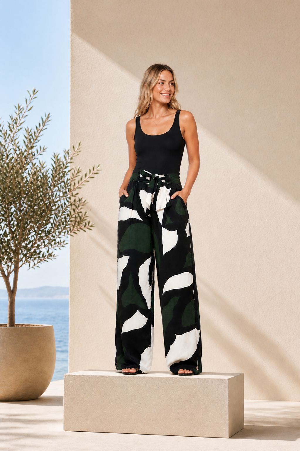 Tarni Satin Pants - Abstract Iris