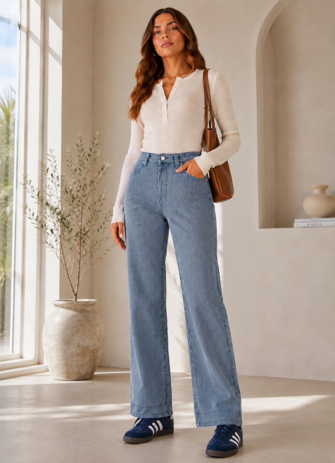 Willow Pinstripe Wide Leg Pants