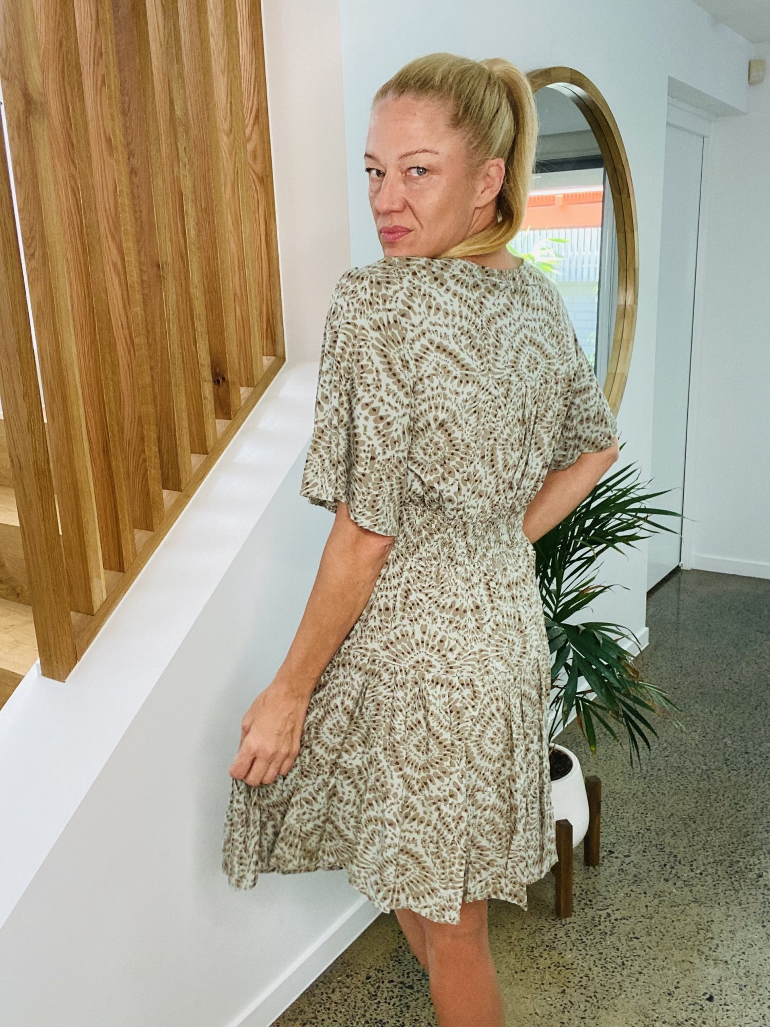 Wren Dress - Khaki Print