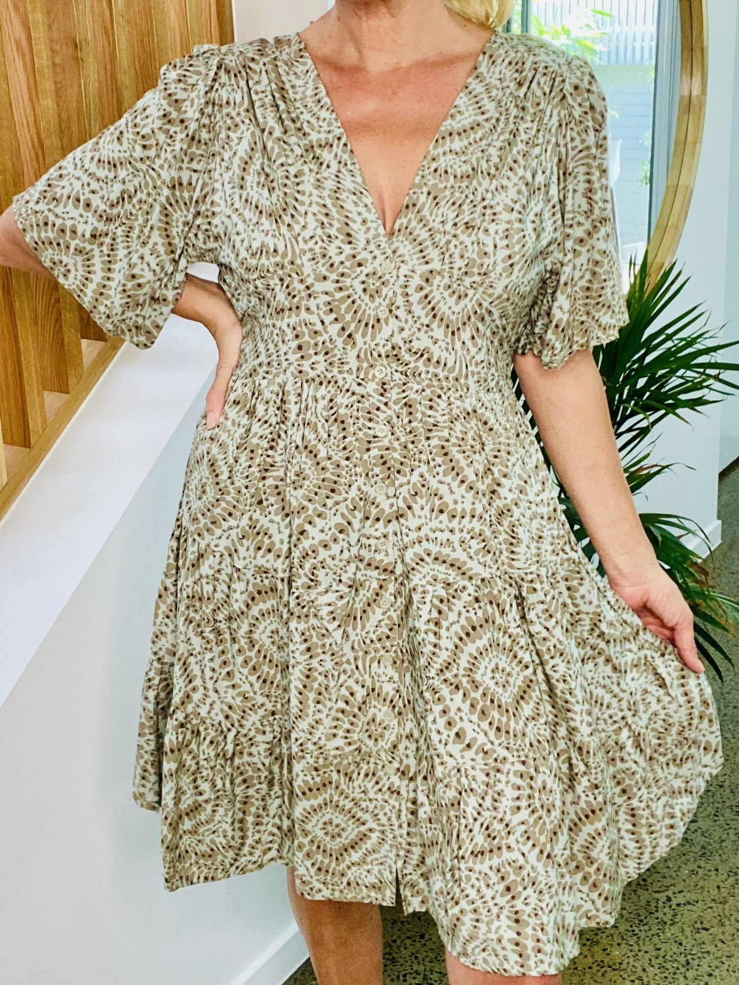 Wren Dress - Khaki Print