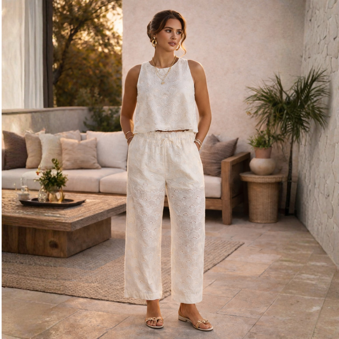 Zimmy Broderie Pants - Cream