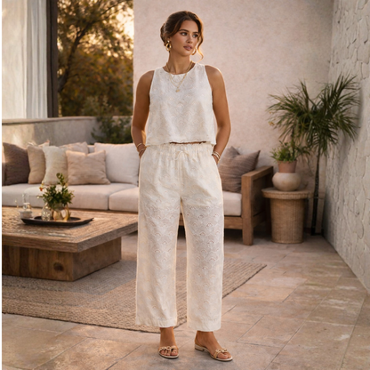 Zimmy Broderie Pants - Cream