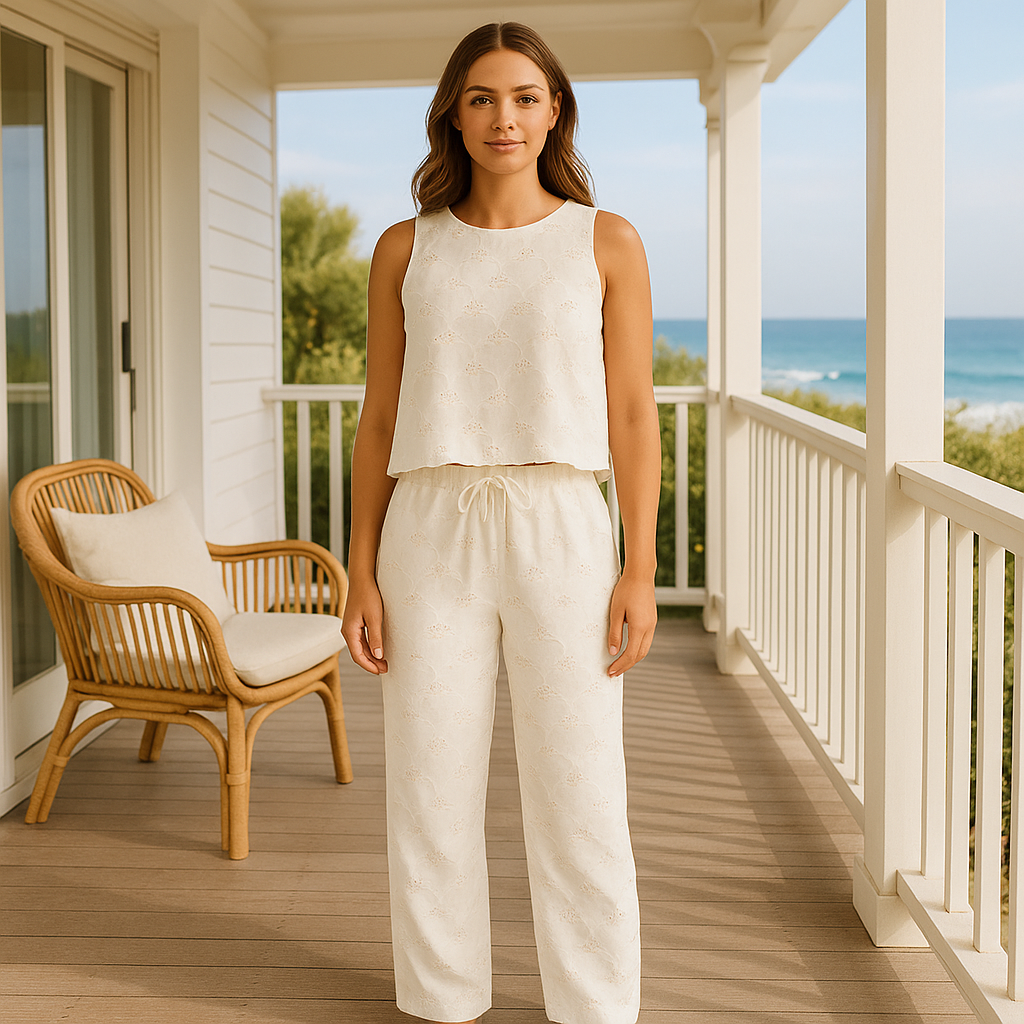 Zimmy Broderie Tank - Cream