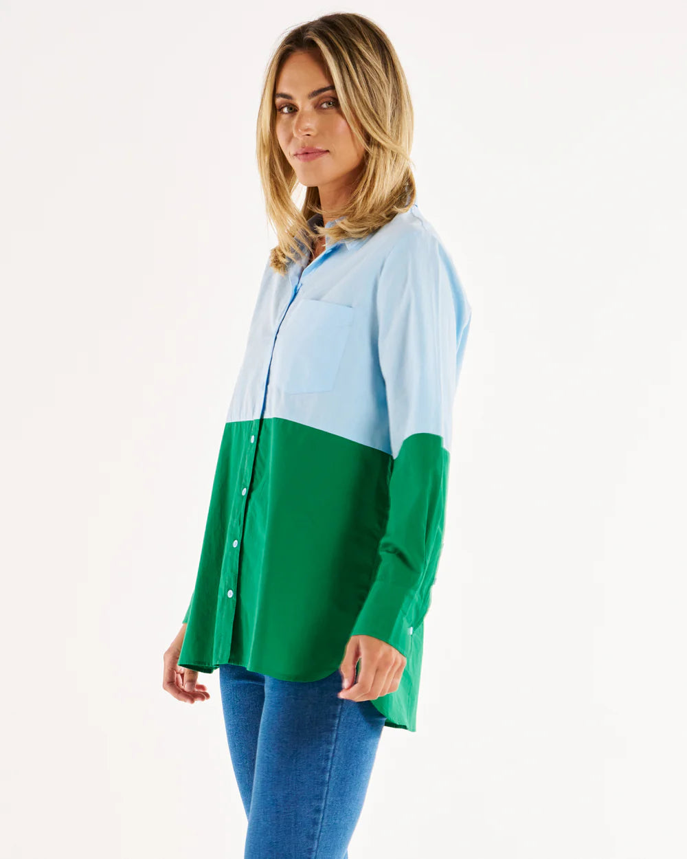 Splice Shirt - Green &amp; Blue