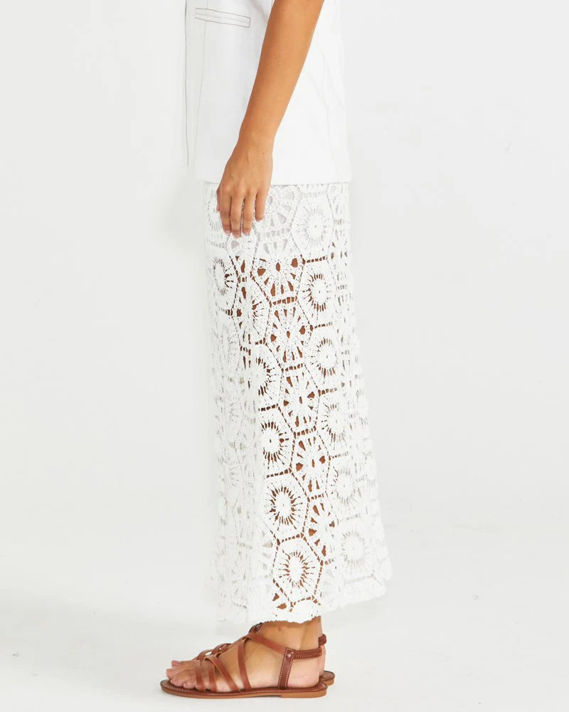 Clover Lace Skirt - White