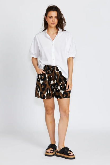 Ella Wide Leg Shorts - Animal Print