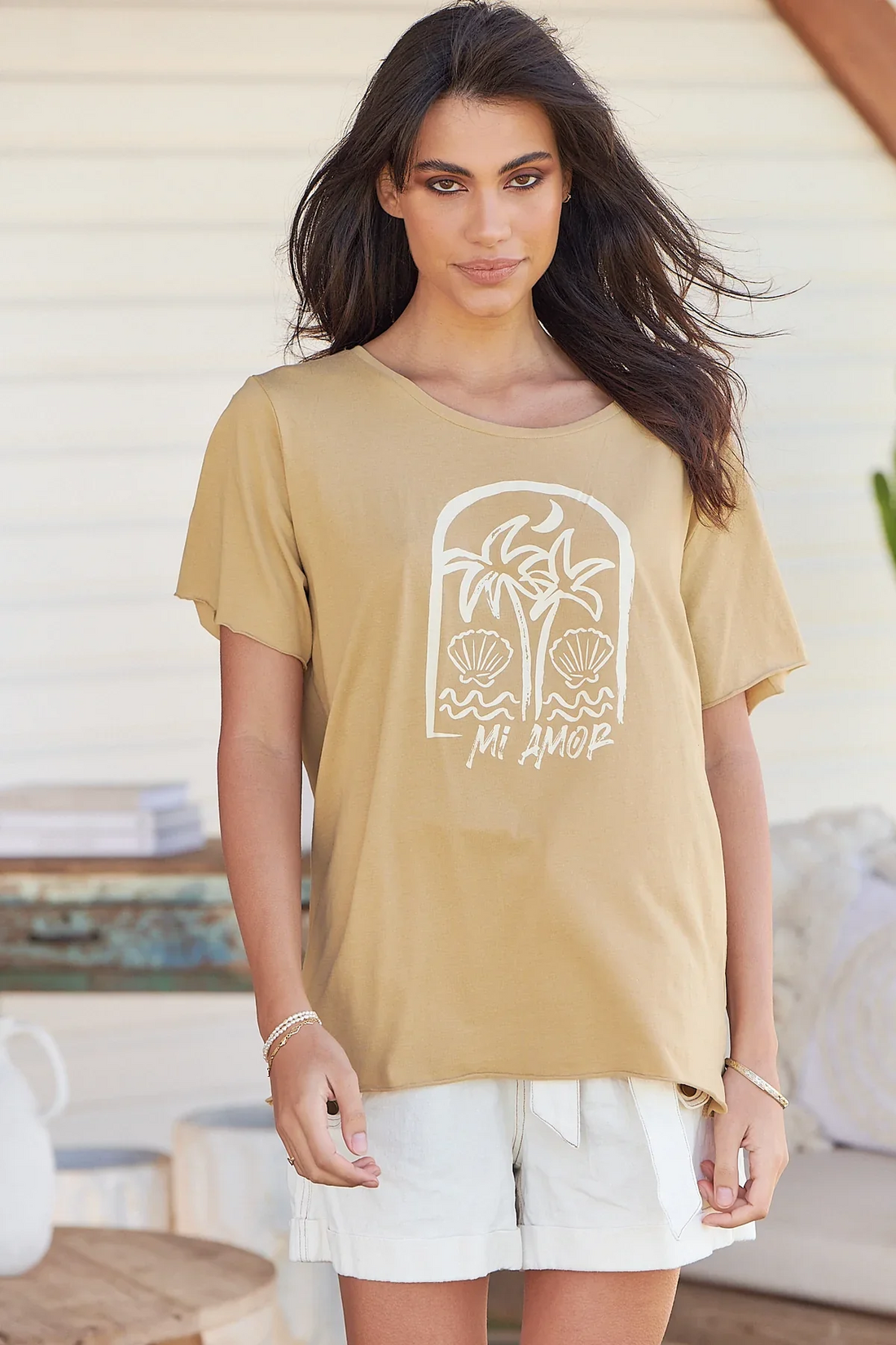 Mi Amor Tee - Caramel