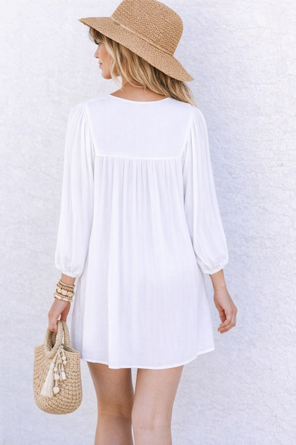 Rava Boho Mini Dress - White