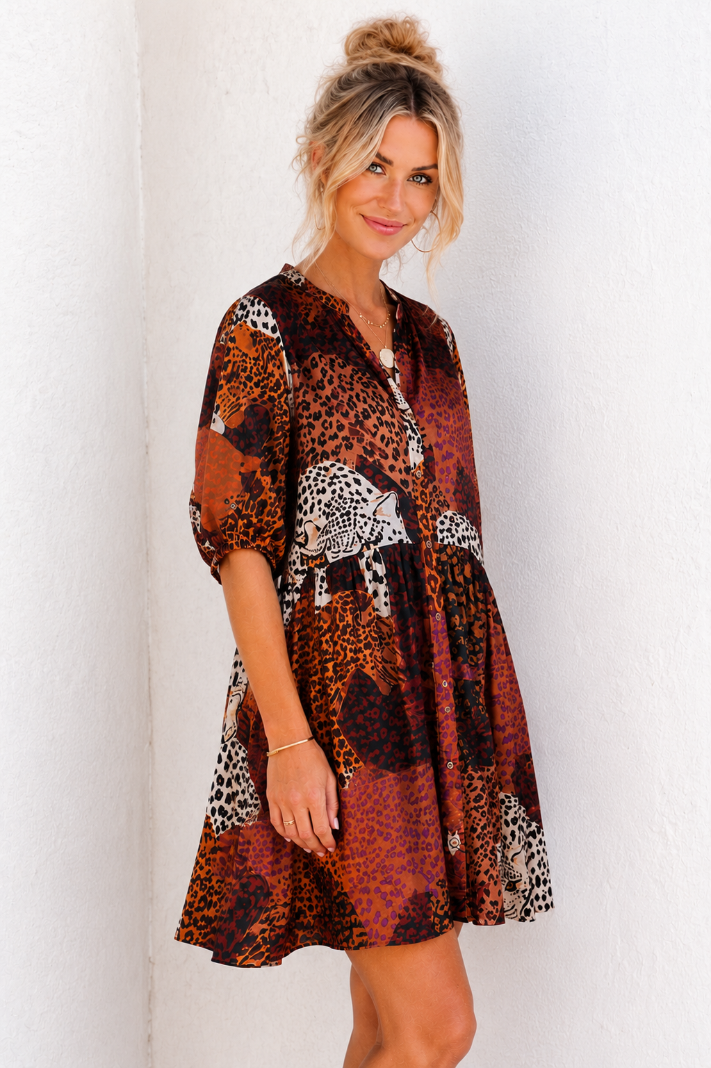 Sindi Shirt Dress - Leopard Mix Print