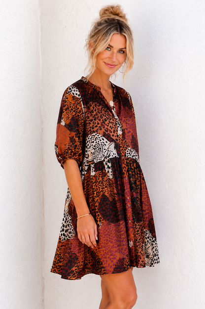 Sindi Shirt Dress - Leopard Mix Print
