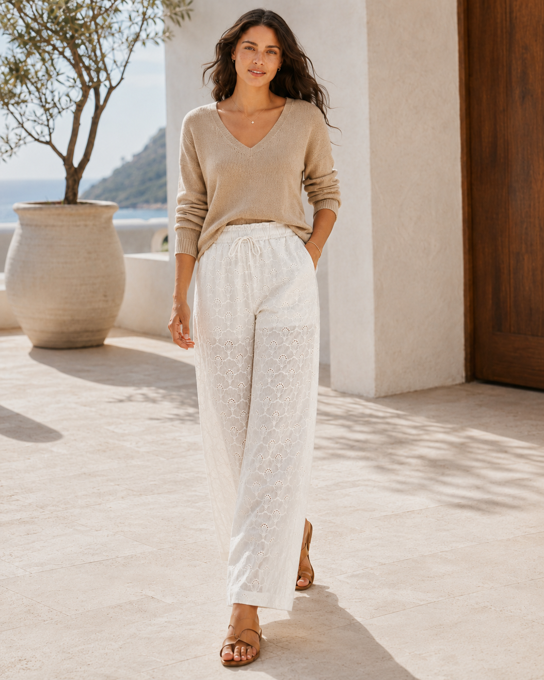 Zimmy Broderie Pants - Cream